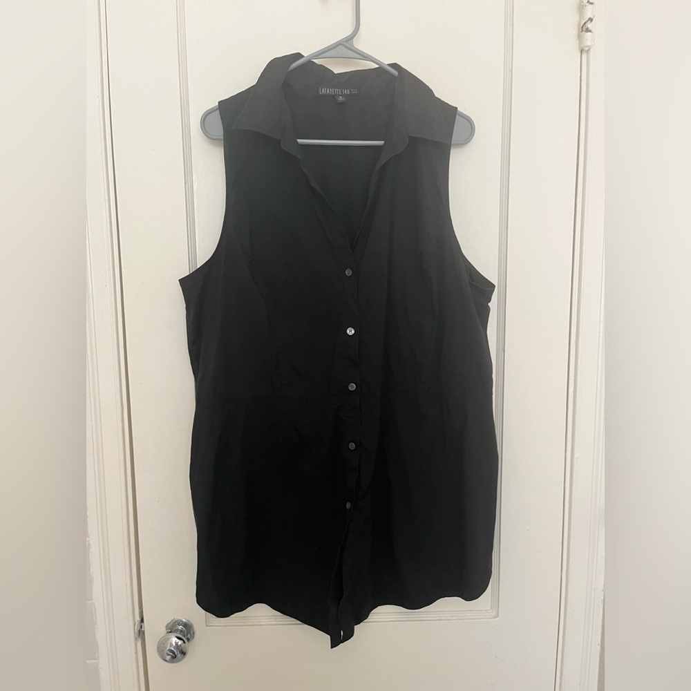 Lafayette 148 Black Collared Tunic Top